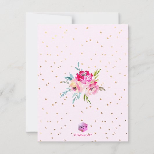 PixDezines Floral Waterverf Graduation Party Kaart (Achterkant)
