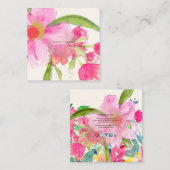 PixDezines Floral Waterverf/May Flower Vierkante Visitekaartje (Voorkant / Achterkant)