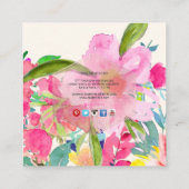 PixDezines Floral Waterverf/May Flower Vierkante Visitekaartje (Achterkant)