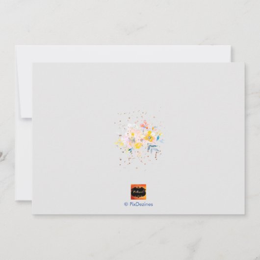 PixDezines Floral Waterverf Mitzvah, Blush Cream Kaart (Achterkant)