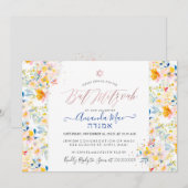 PixDezines Floral Waterverf Mitzvah, Blush Cream Kaart (Voorkant / Achterkant)