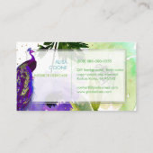 PixDezines Floral Waterverf/Pacock/goudsoorten Visitekaartje (Achterkant)