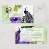 PixDezines Floral Waterverf/Pacock/goudsoorten Visitekaartje (Voorkant / Achterkant)