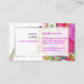 PixDezines Floral Waterverf/Pansies/goudsoorten Visitekaartje (Achterkant)