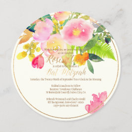PixDezines Floral Waterverf/Peonies/Bat Mitzvah Kaart