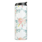 PixDezines Floral/Waterverf/Pioenen/Peach+Mint Thermosbeker (Gedraaid links)