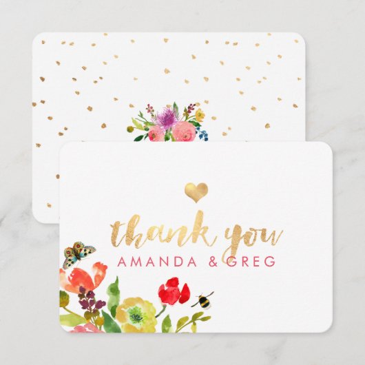 PixDezines Floral Waterverf/Ranunculus/Dank u Bedankkaart (Voorkant / Achterkant)