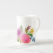 PixDezines floral/waterverf/ranunculus Porselein Kop (Voorkant rechts)