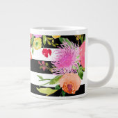 PixDezines floral/waterverf/ranunculus/strepen Grote Koffiekop (Rechts)