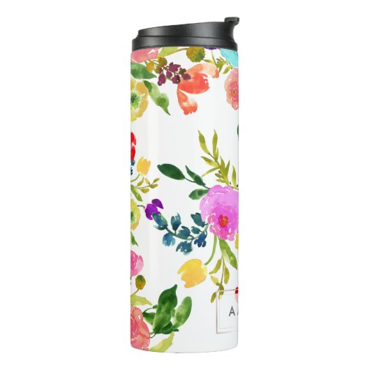 PixDezines Floral/Waterverf/Ranunculus Thermosbeker (Gedraaid links)