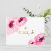 PixDezines Floral Waterverf/Rozen/Bat Mitzvah Kaart (Staand voorkant)