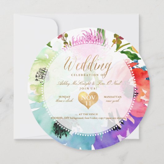 PixDezines Floral/Waterverf/Rozen Kaart (Achterkant)