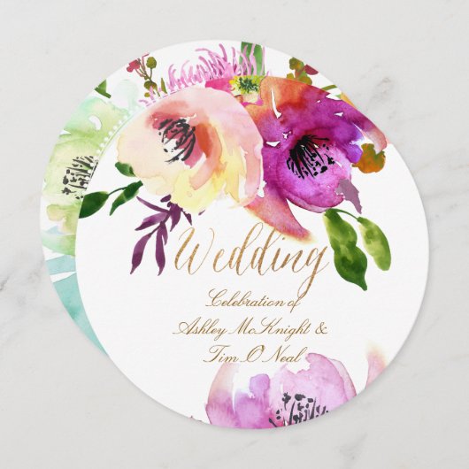 PixDezines Floral/Waterverf/Rozen Kaart (Voorkant / Achterkant)