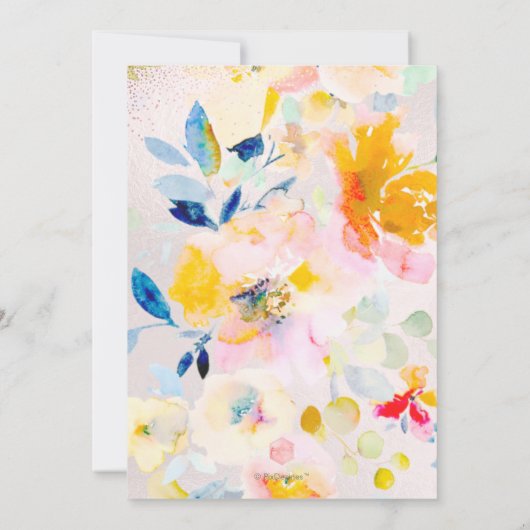 PixDEzines Floral Waterverf Rozen Mitzvah Kaart (Achterkant)