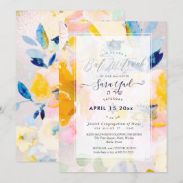 PixDEzines Floral Waterverf Rozen Mitzvah Kaart