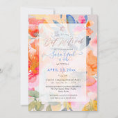 PixDEzines Floral Waterverf Rozen Mitzvah Kaart (Voorkant)