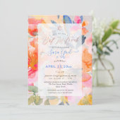 PixDEzines Floral Waterverf Rozen Mitzvah Kaart (Staand voorkant)