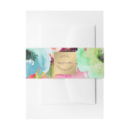 PixDezines Floral/Waterverf/Rozen Uitnodigingen Wikkel