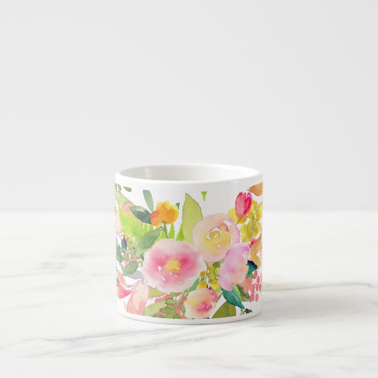 PixDezines Floral Waterverf/Spring Bouquet Espresso Kop (Voorkant)