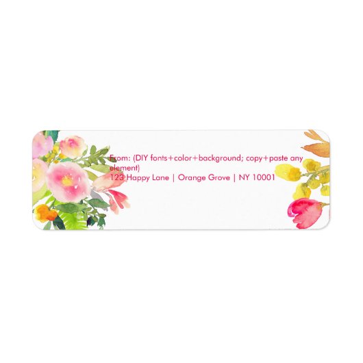PixDezines Floral Waterverf/Spring Bouquet Etiket (Voorkant)
