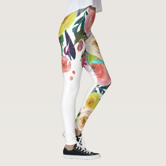 PixDezines Floral Waterverf/Spring Bouquet Leggings (Rechts)