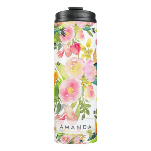PixDezines Floral/Waterverf/Spring Bouquet Thermosbeker (Voorkant)