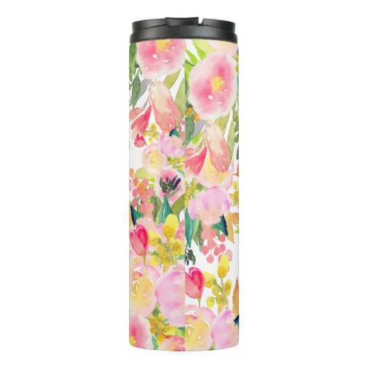 PixDezines Floral/Waterverf/Spring Bouquet Thermosbeker (Achterkant)