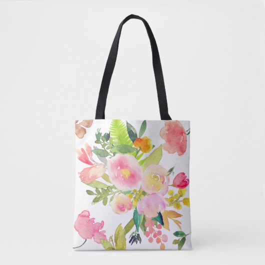 PixDezines Floral/Waterverf/Spring Bouquet Tote Bag (Voorkant)