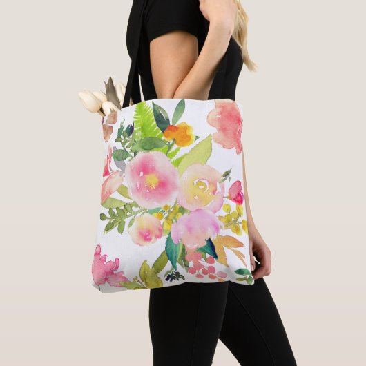PixDezines Floral/Waterverf/Spring Bouquet Tote Bag (Dichtbij)