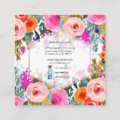 PixDezines Floral Waterverf/Spring Bouquet Vierkante Visitekaartje (Achterkant)