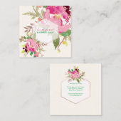 PixDezines Floral Waterverf/Spring Bouquet Vierkante Visitekaartje (Voorkant / Achterkant)