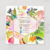 PixDezines Floral Waterverf/Spring Bouquet Vierkante Visitekaartje (Achterkant)