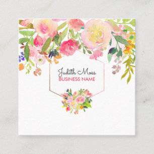 PixDezines Floral Waterverf/Spring Bouquet Vierkante Visitekaartje