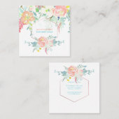 PixDezines Floral Waterverf/Spring Bouquet Vierkante Visitekaartje (Voorkant / Achterkant)