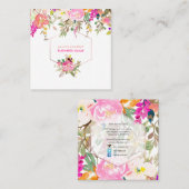 PixDezines Floral Waterverf/Spring Bouquet Vierkante Visitekaartje (Voorkant / Achterkant)