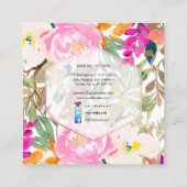 PixDezines Floral Waterverf/Spring Bouquet Vierkante Visitekaartje (Achterkant)