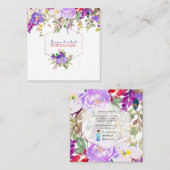 PixDezines Floral Waterverf/Spring Bouquet Vierkante Visitekaartje (Voorkant / Achterkant)