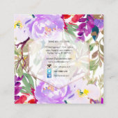 PixDezines Floral Waterverf/Spring Bouquet Vierkante Visitekaartje (Achterkant)