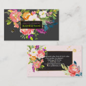 PixDezines Floral Waterverf/Spring Bouquet Visitekaartje (Voorkant / Achterkant)