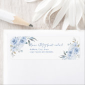 PixDezines Floral Waterverf, Stamblauwe Rozen Etiket (Insitu)