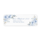 PixDezines Floral Waterverf, Stamblauwe Rozen Etiket (Voorkant)
