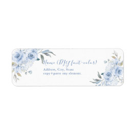 PixDezines Floral Waterverf, Stamblauwe Rozen Etiket