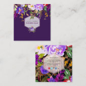 PixDezines Floral Waterverf/Summer Bouquet Vierkante Visitekaartje (Voorkant / Achterkant)