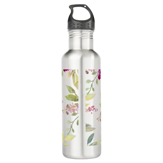 PixDezines Floral Waterverf Summer Rozen Waterfles (Achterkant)