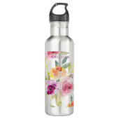 PixDezines Floral Waterverf Summer Rozen Waterfles (Voorkant)