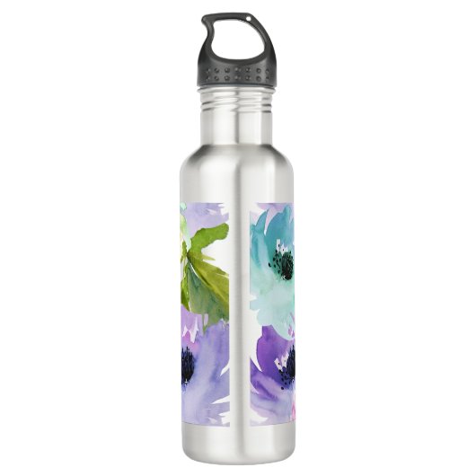 PixDezines Floral/Waterverf/water Roos Waterfles (Achterkant)