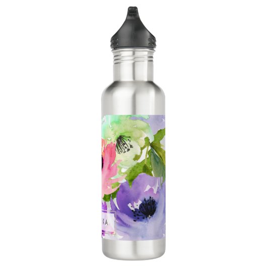 PixDezines Floral/Waterverf/water Roos Waterfles (Rechts)