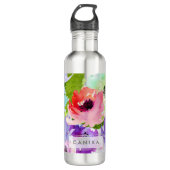 PixDezines Floral/Waterverf/water Roos Waterfles (Voorkant)