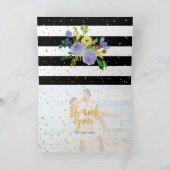 PixDezines florale waterverf b+w strepen Bedankkaart (Binnen)