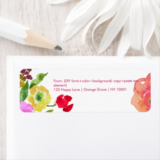 PixDezines florale waterverf/ranunculus/DIY Etiket (Insitu)